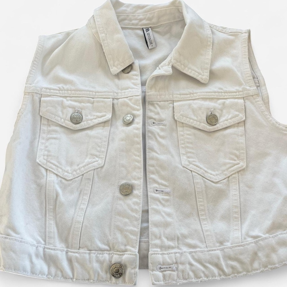 Zara White Denim Vest